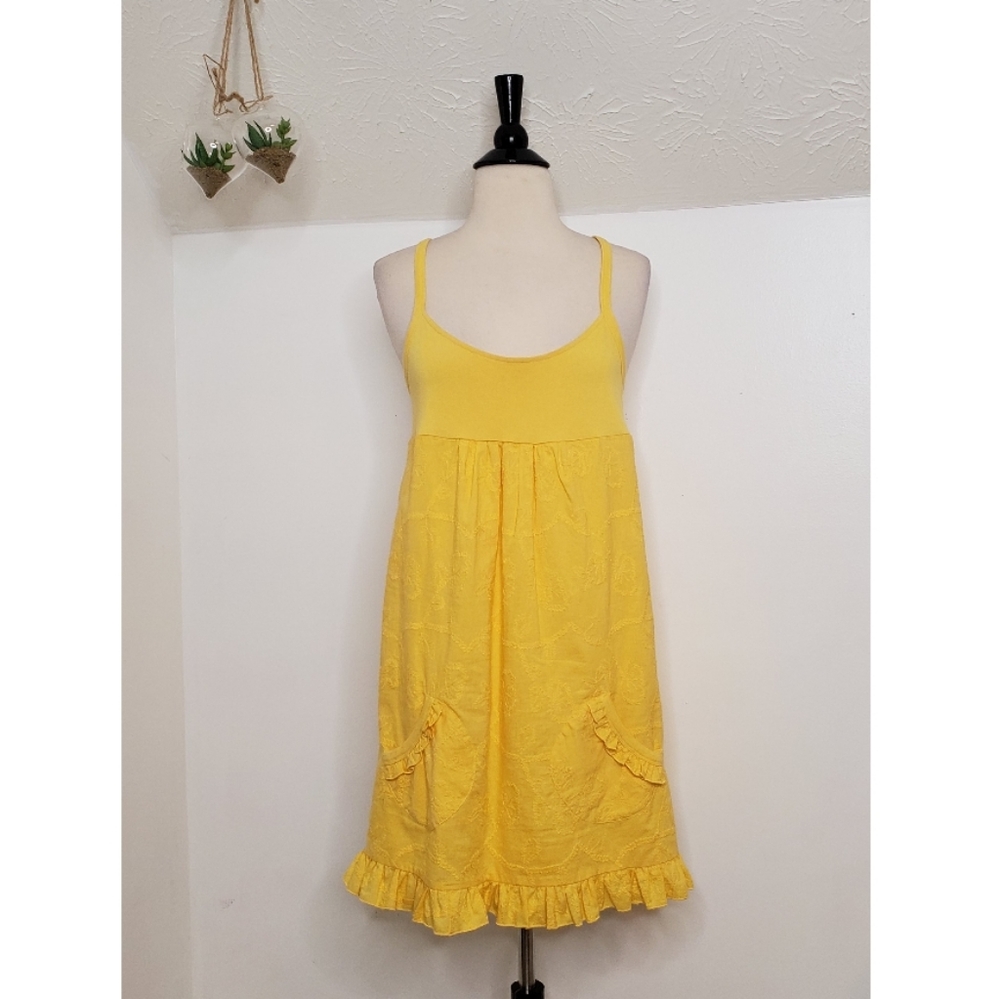 Juicy Couture Sunny Yellow Ruffle-Hem Mini Dress
